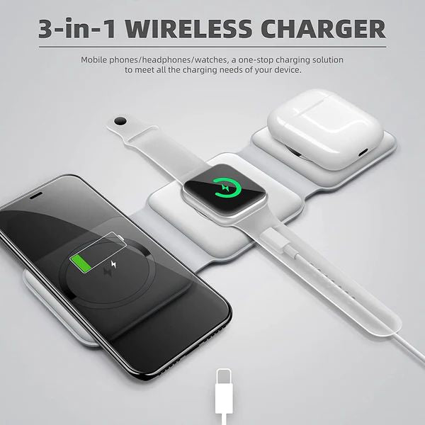 3-in-1 Wireless Charging Pad – iPhone, Watch & AirPods