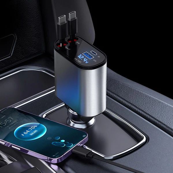 4-in-1 Retractable Charging Cable – USB-C & Lightning
