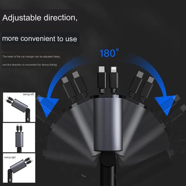 4-in-1 Retractable Charging Cable – USB-C & Lightning