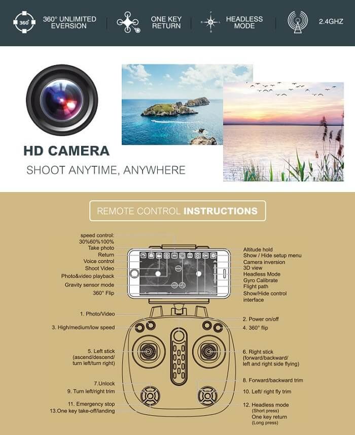 Drone Sky LH-X25 – HD Camera Foldable RC Drone | UAE