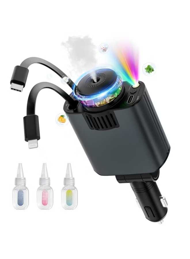 5in1 Starlight Retractable Car Charger with Car Aromatherapy